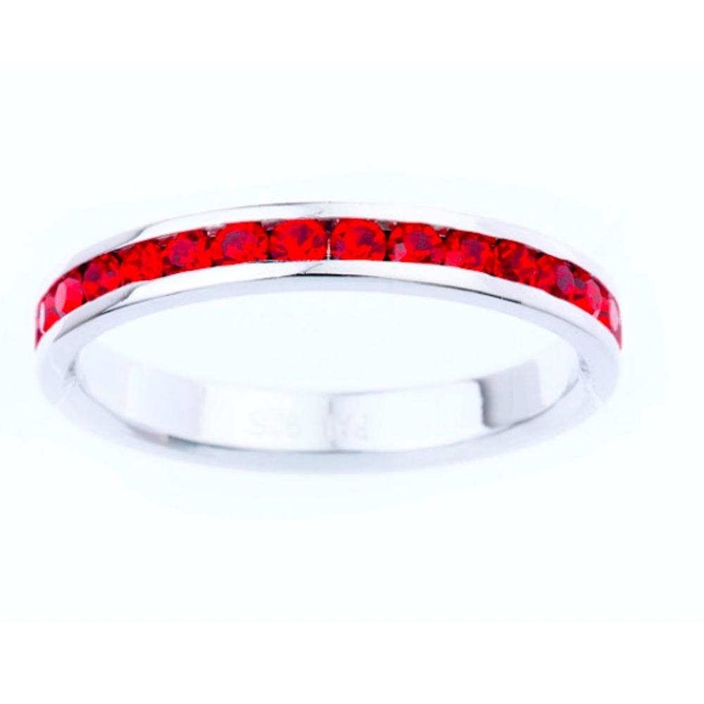 Crystal Birthstone Stackable Sterling Silver Ring